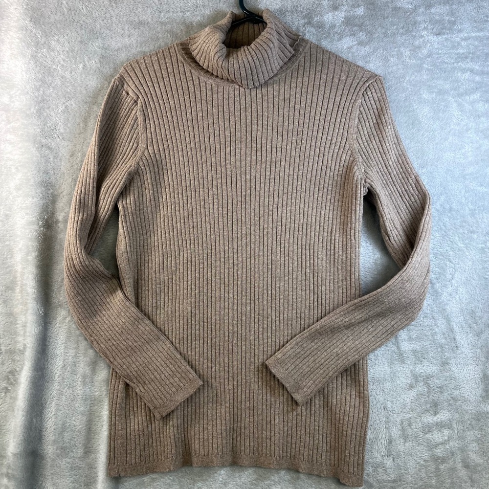 Gap Y2K Vintage Womens‎ Ribbed Turtleneck Sweater Knit Long Sleeve Beige XL